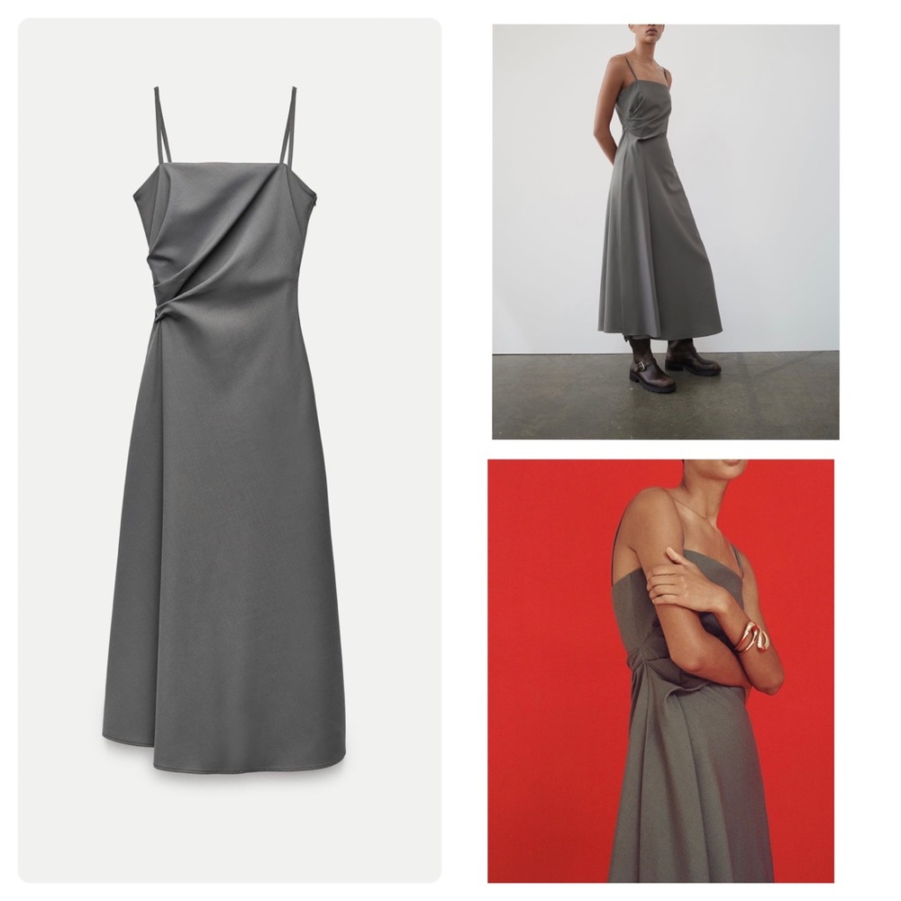 ZARA ZW Collection Wool Blended Ruched Maxi Dress